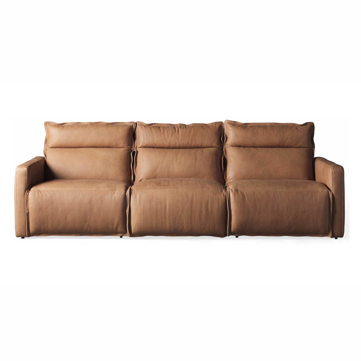 Vancouver Leather Three Piece Motion Modular Sofa Brown URBAN HOME